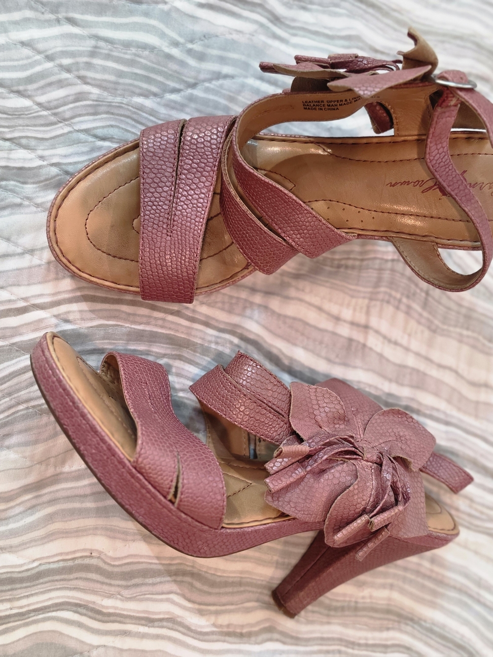 Born Mauve Floral-Strap High Heel Sandals